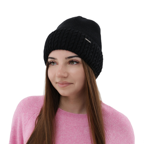 Dame vinterhue, vinter, beige, med merinould, Febe