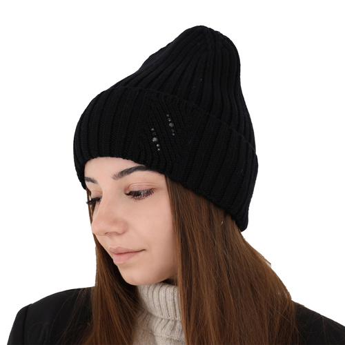 Dame vinterhue, vinter, beige, Med merinould, Ariga