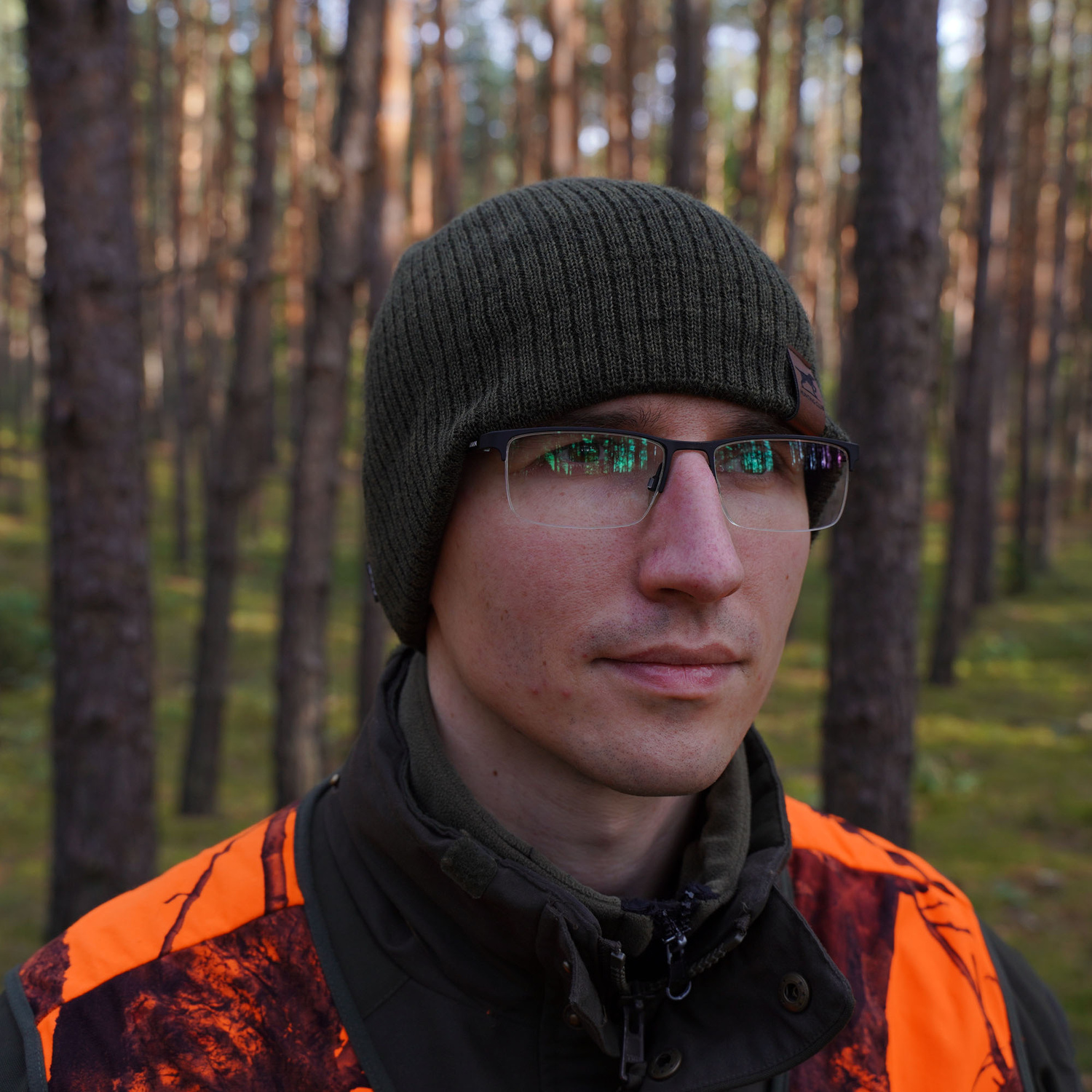 Herre vinterhue, vinter, orange, med merinould, foret med fleece, Bird