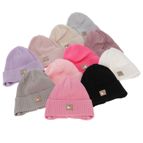 Pige efterår/forår hue, beige, med bindebånd, med bomuld, Tindra