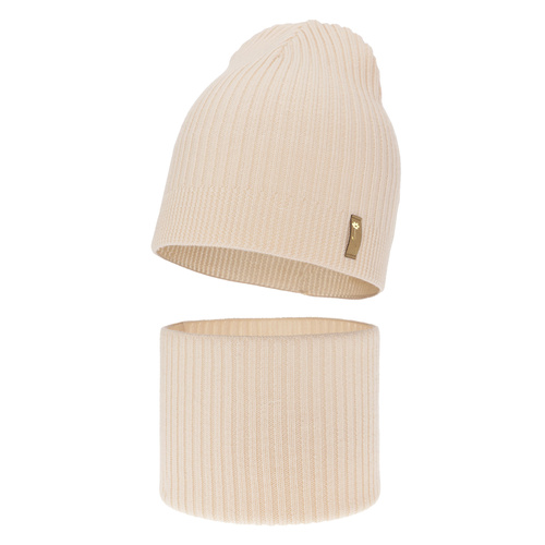 Pige efterår/forår sæt hue og halsvarmer, lyserød, med merinould, Chelsie