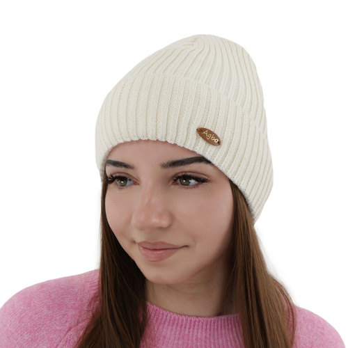 Kasket til kvinder, vintermodel, beige, med merinould Shila