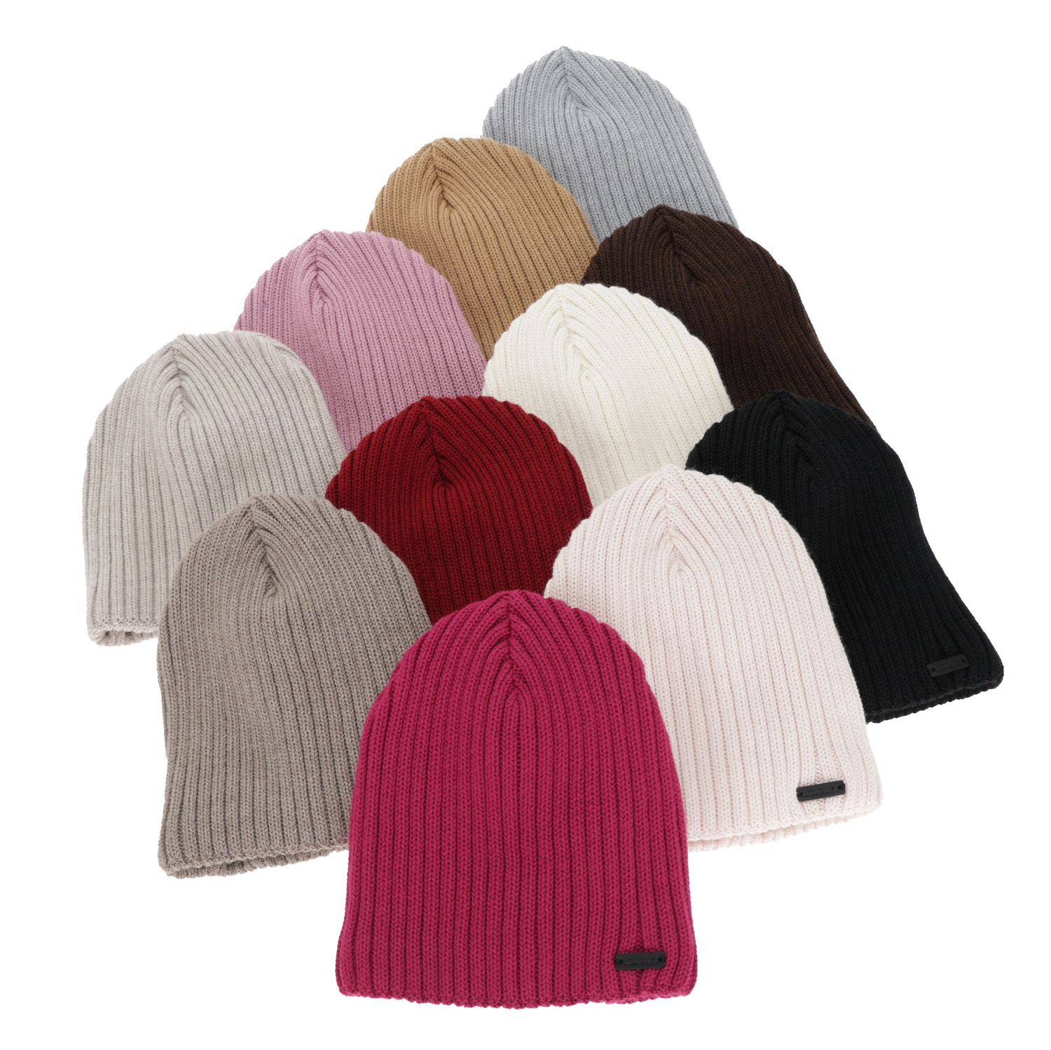 Dame vinterhue, mørk beige, med merinould, Soletta