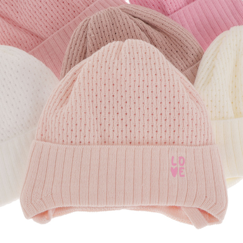 Pige efterår/forår hue, lyserød, med bindebånd, Camilla