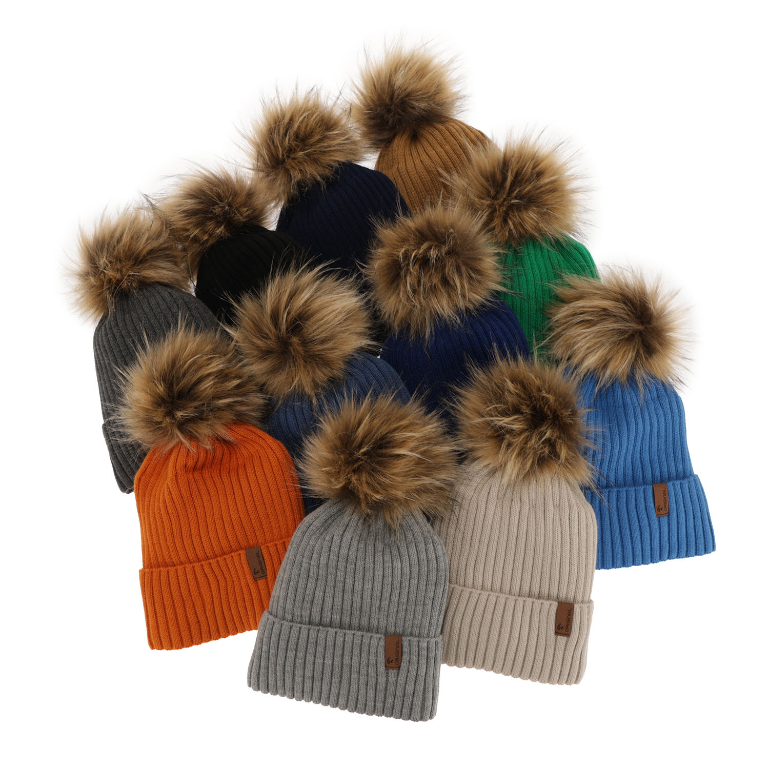 Dreng vintersæt: hue og halsrør, sort, med garn pompon, Onyks