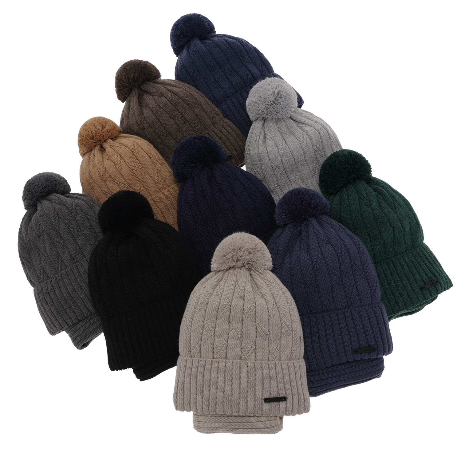 Dreng vintersæt: hue og halsrør, navy, med garn pompon, med merinould, Talar