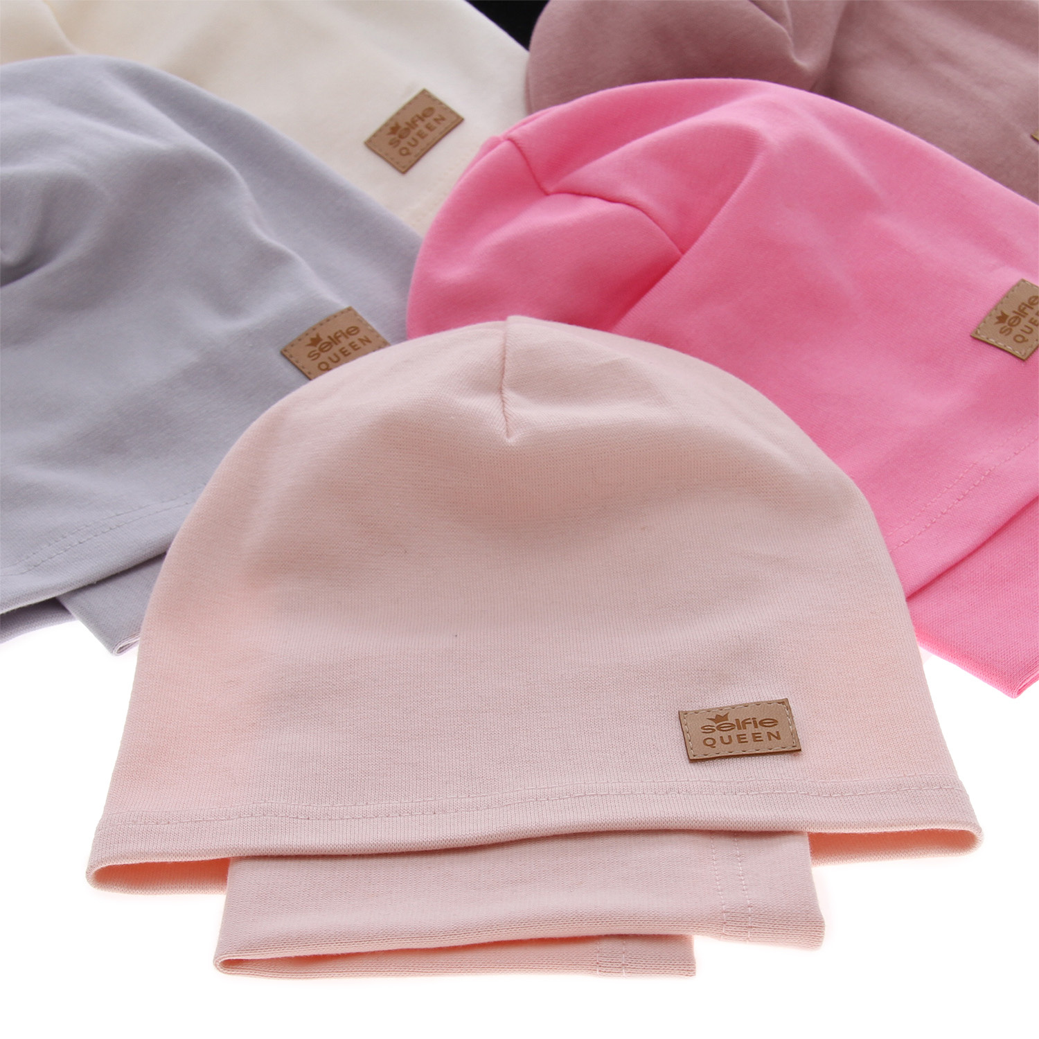 Pige efterår/forår sæt: hue og halsvarmer, lilla, bomuld, Selfie