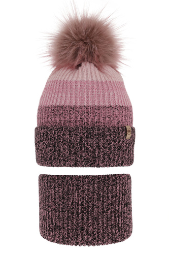 Pige vintersæt, sort, med garn pompon, Gimena