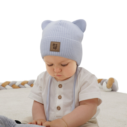 Hue med øreklapper til efterår, forår til dreng, camel, bundet Dewin