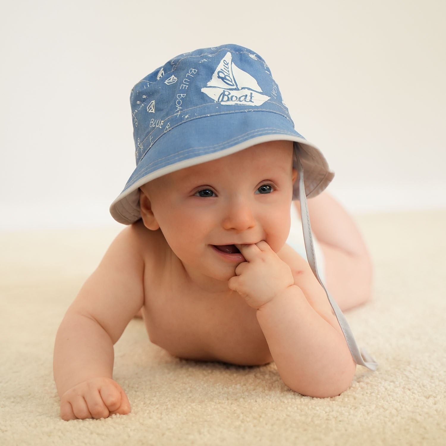 Dreng hat, efterår/forår, grå, foret med bomuld, Boat