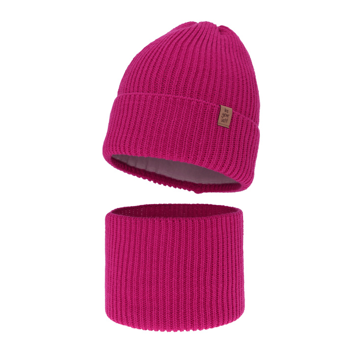 Pige vintersæt: hue og halsvarmer, amarant, Edera