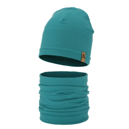 Dreng efterår/forår sæt: hue og halsvarmer, smaragd, Griffin