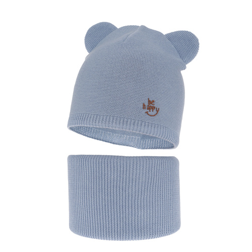 Dreng efterår/forår sæt: hue og halsvarmer, med bomuld, lyseblå, Ludvic