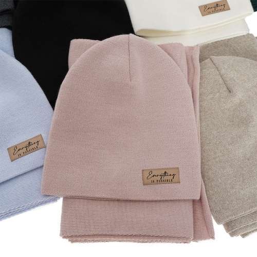 Dame efterår/forår sæt: hue og tørklæde, grå, Zula