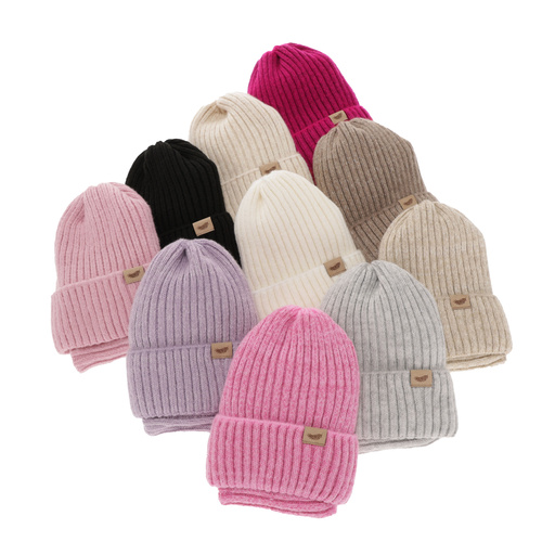 Pige vintersæt: hue og halsvarmer, kremet, med merinould, Karmina