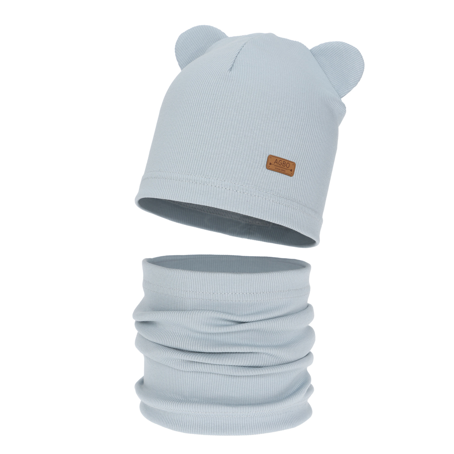 Pige efterår/forår sæt: hue og halsvarmer, bomuld, grå Georgea