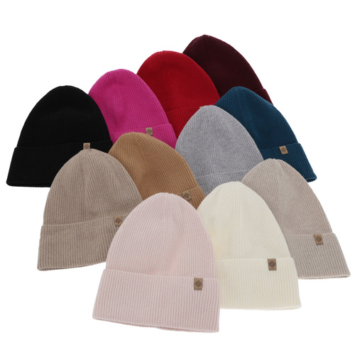 Dame efterår/forår hue, lyserød, med merinould, Alineta