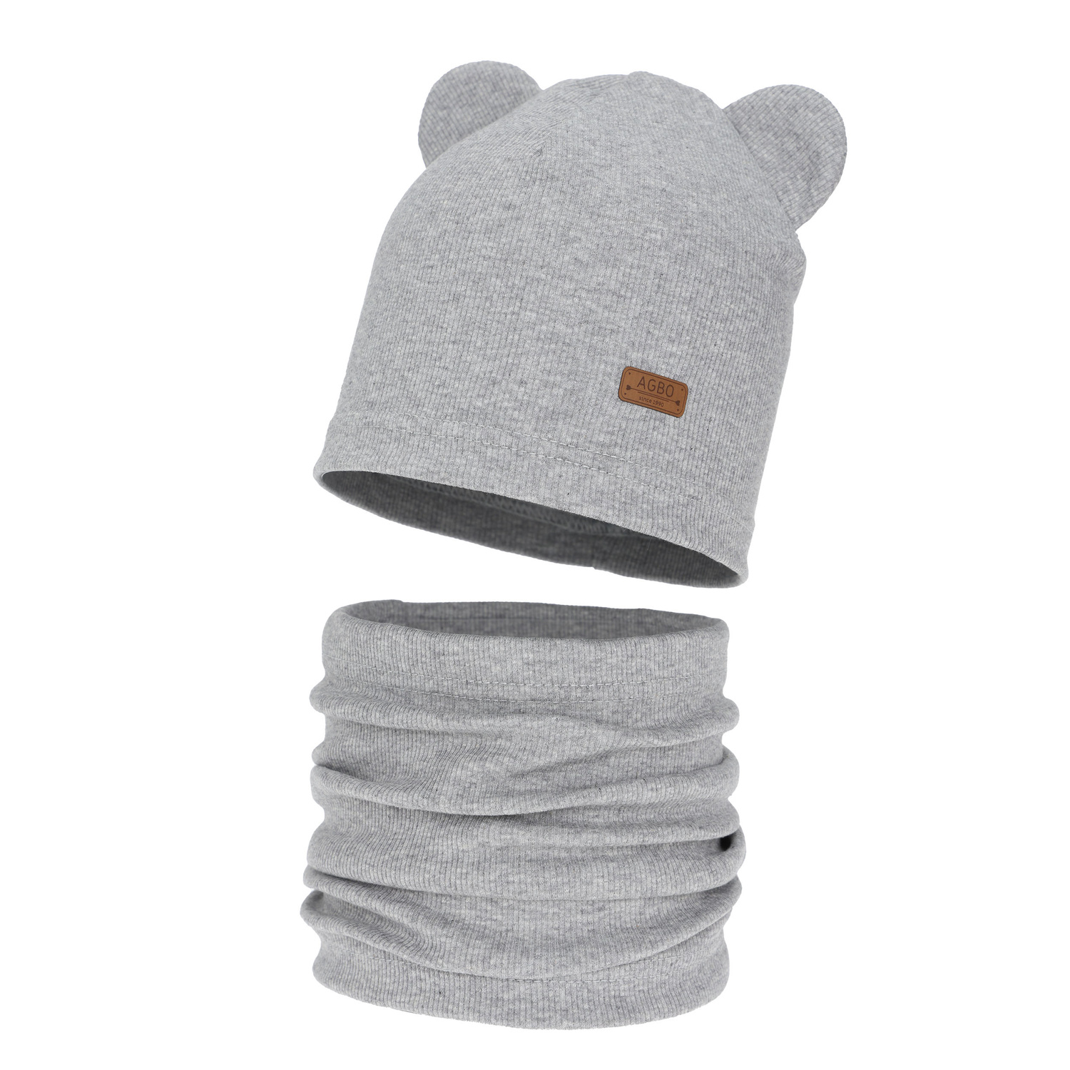 Pige efterår/forår sæt: hue og halsvarmer, bomuld, grå Georgea