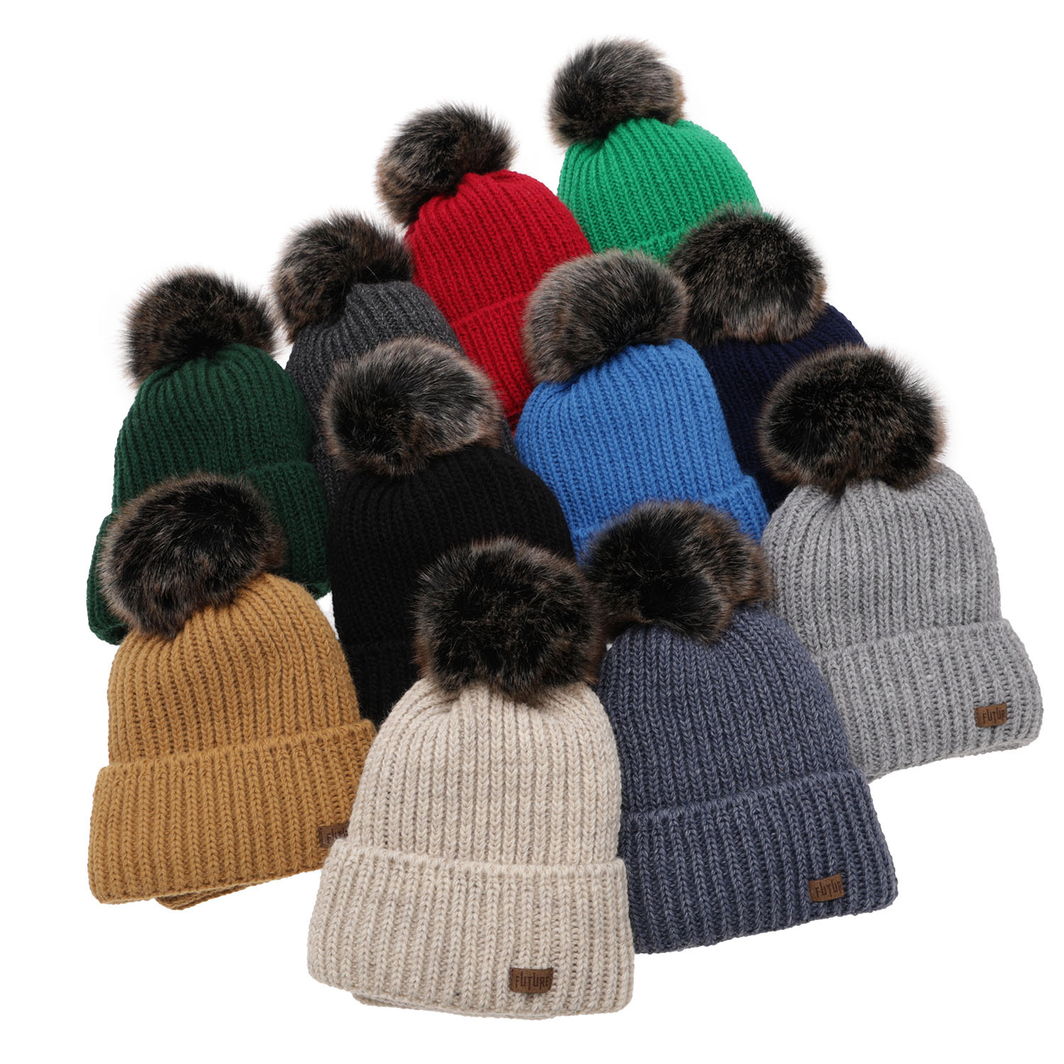 Dreng vintersæt, grøn, med garn pompon, Wonder