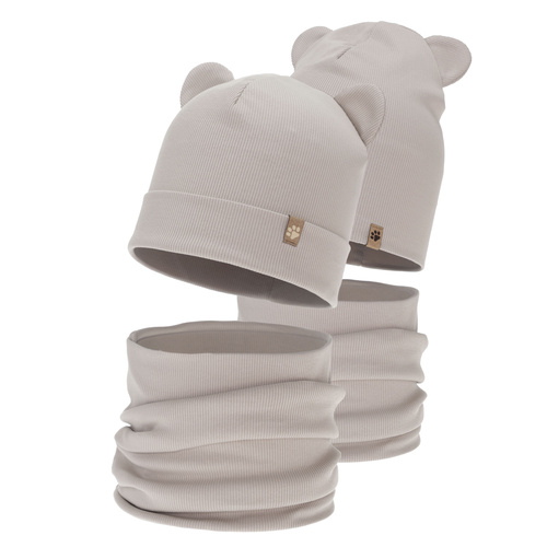 Dreng efterår/forår sæt: hue og halsvarmer, beige, Farim