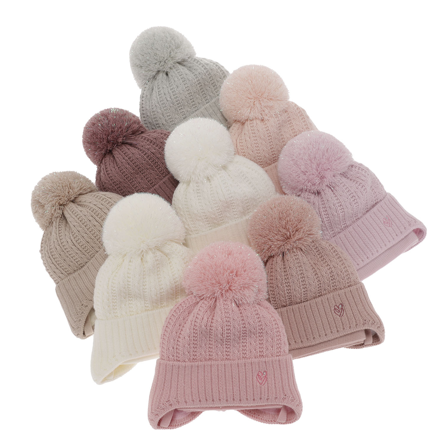 Pige vintersæt: hue og tørklæde, lilla, med bindebånd, med garn pompon, Marisa