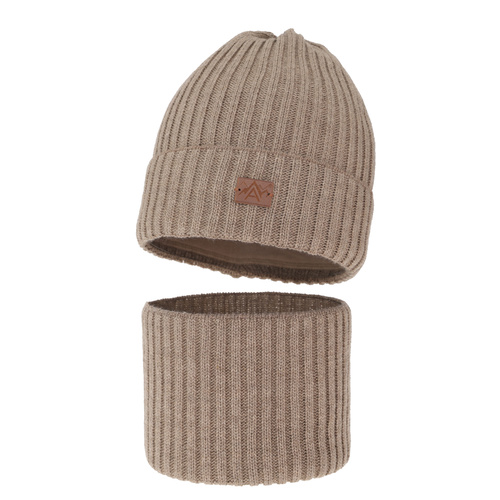 Dreng vintersæt: hue og halsvarmer, beige, Fargo