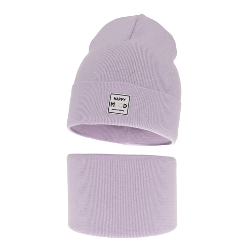 Pige efterår/forår sæt: hue og halsvarmer, med bomuld, lilla, Mersila