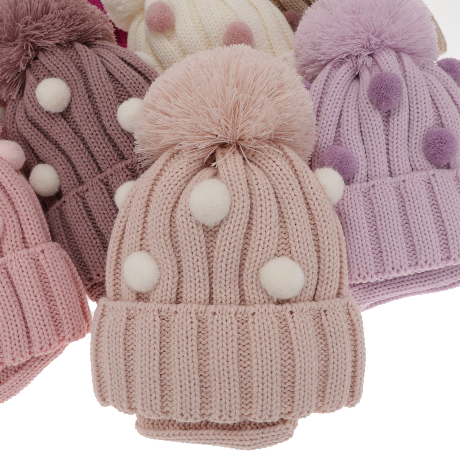 Pige vintersæt: hue og halsedisse, rosa, med garn pompon, Hekate