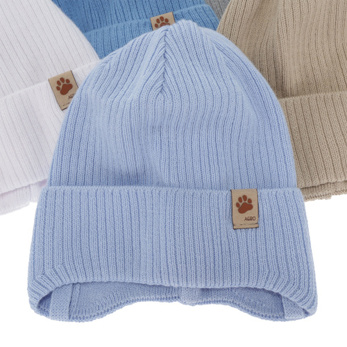 Dreng efterår/forår hue, blå, med bindebånd, 100% bomuld, Elmar