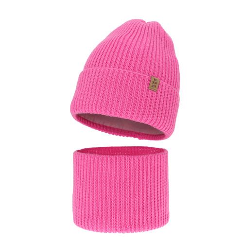 Pige vintersæt: hue og halsvarmer, lyserød, Edera