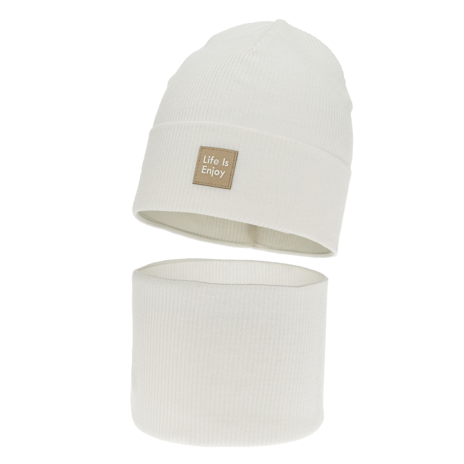 Pige efterår/forår sæt: hue og halsvarmer, med bomuld, kremowy, Zola