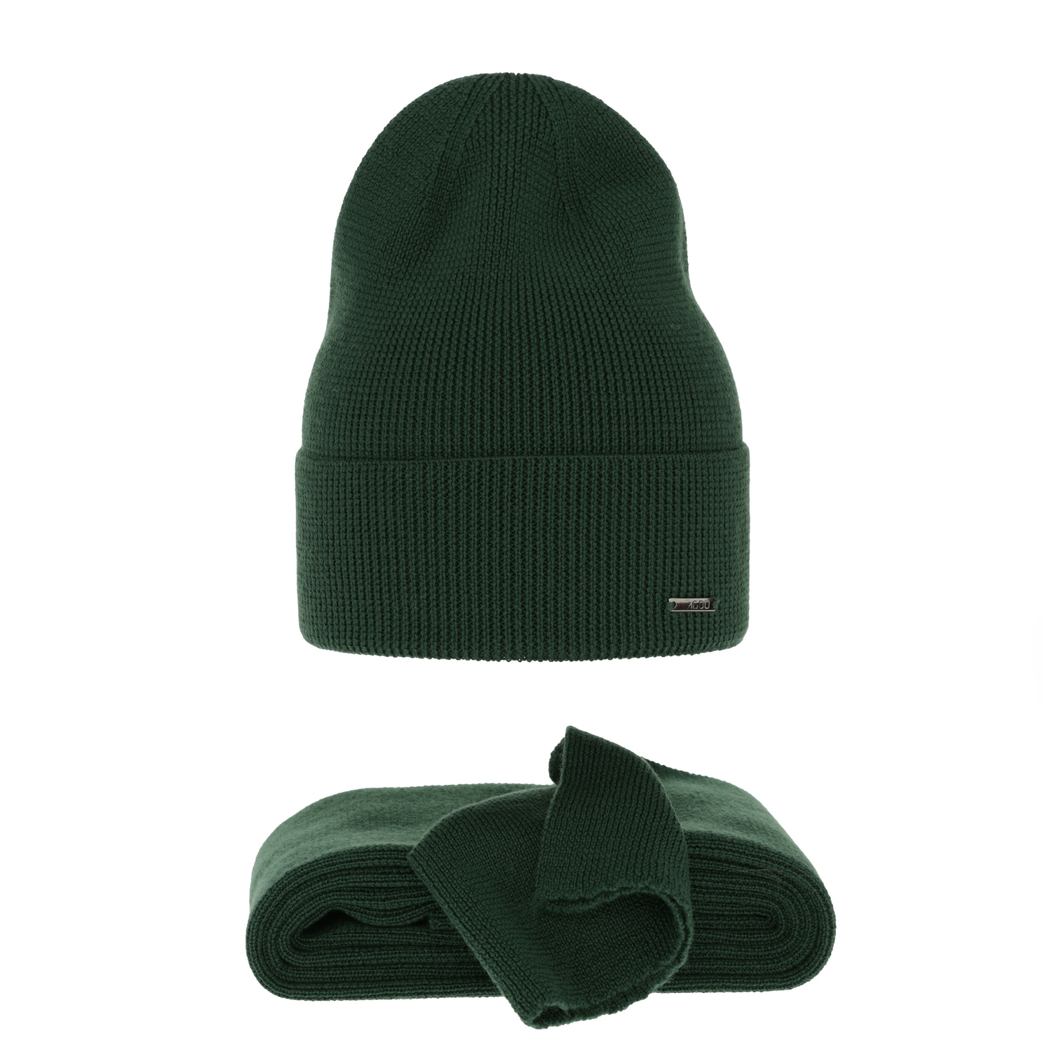 Dame vintersæt: hue og tørklæde, vinter, grøn, med merinould, Melpomena