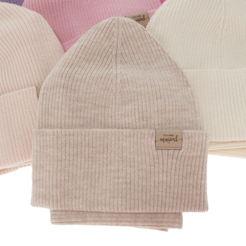 Pige efterår/forår sæt: hue og halsvarmer, lysrød, 100% Merino Uld, Magenta