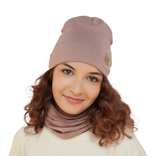 Pige efterår/forår sæt: hue og halsvarmer, lilla, bomuld, Selfie