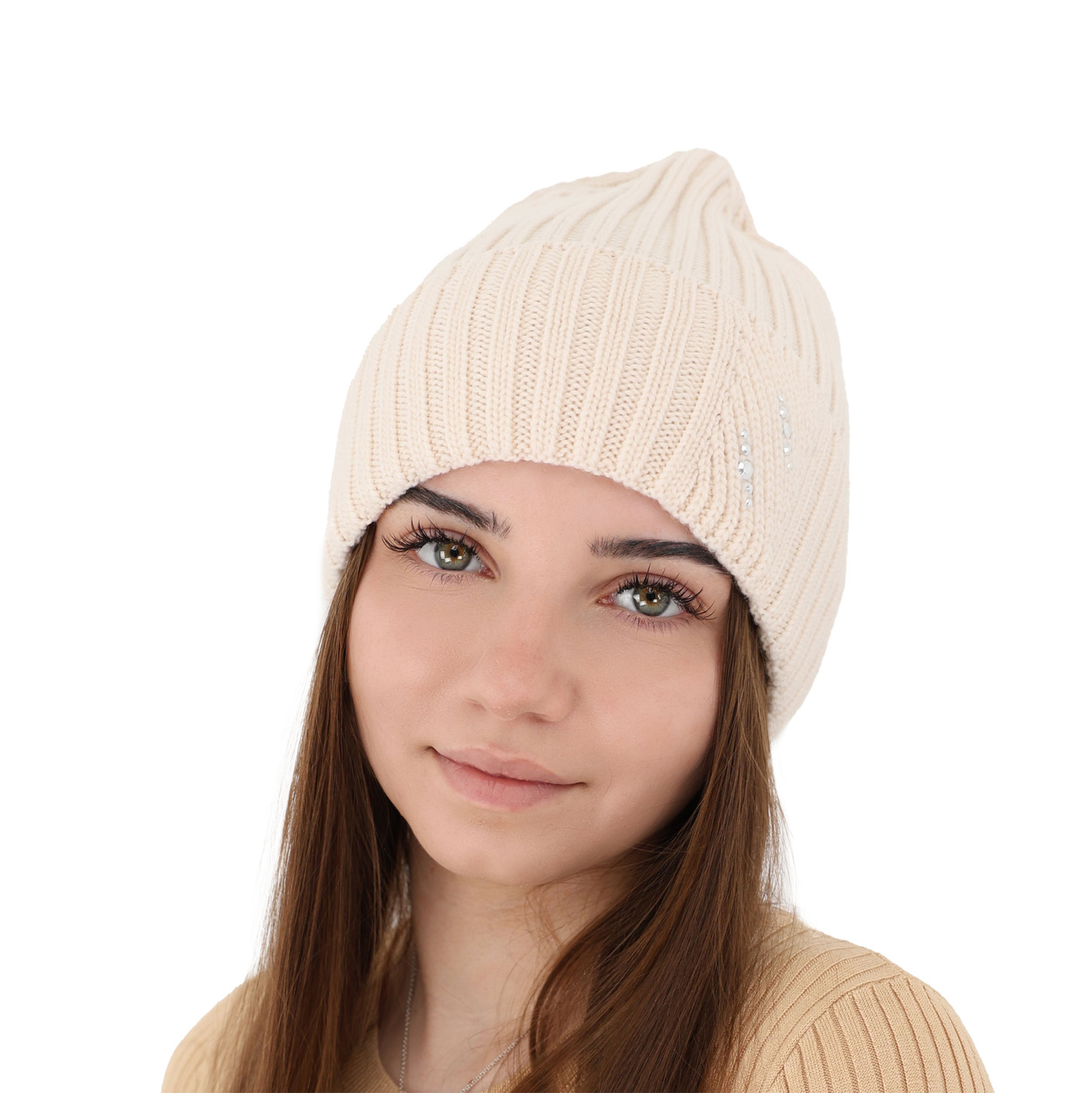 Dame vinterhue, vinter, lilla, Med merinould, Ariga