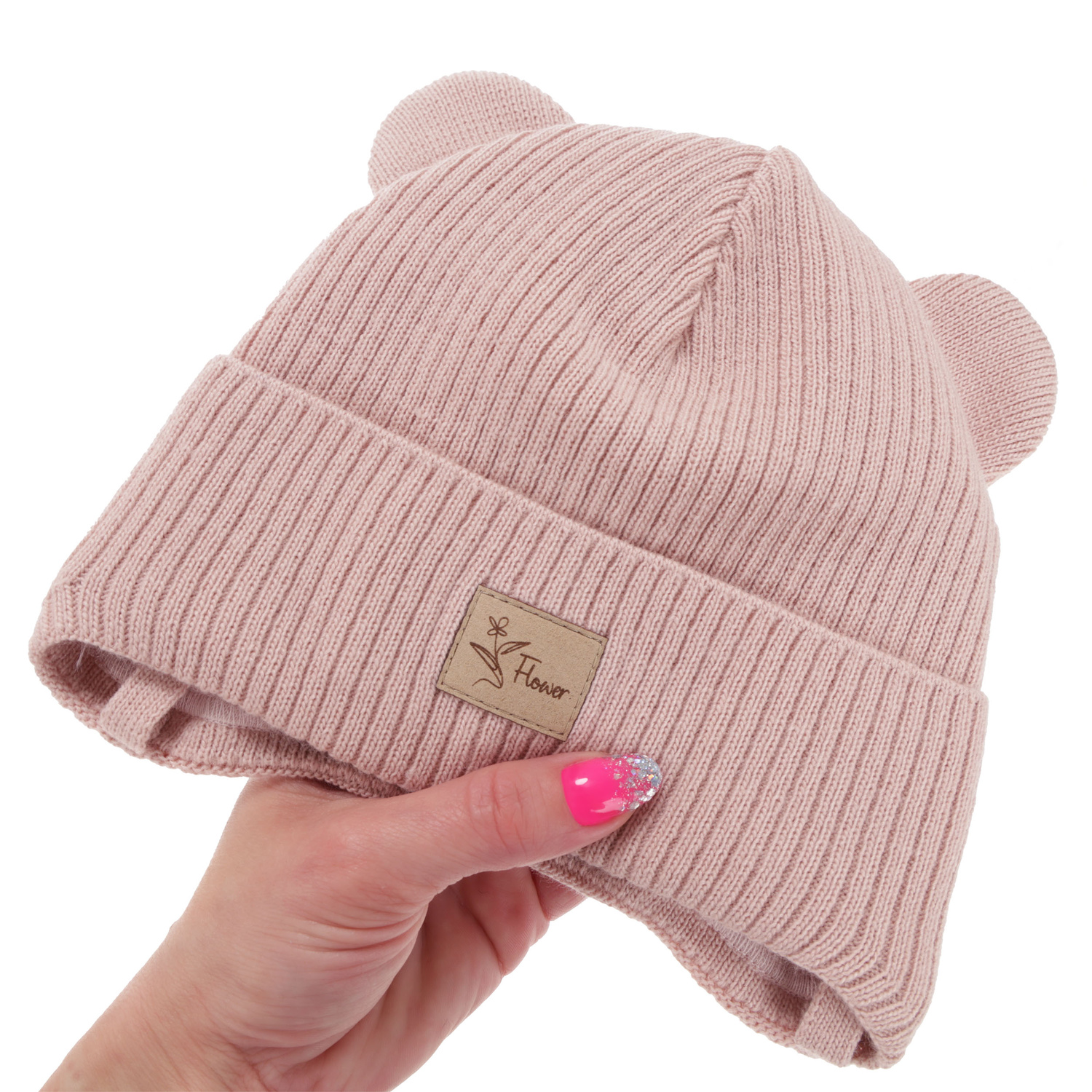 Pige efterår/forår hue, beige, med bindebånd, Djona