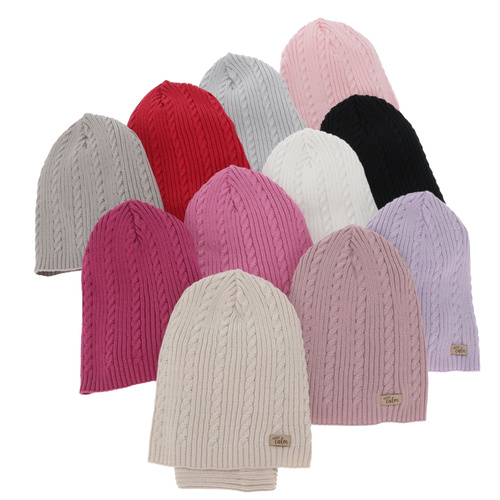 Pige efterår/forår sæt: hue og halsvarmer, fioletowy, med bomuld, Ordesa