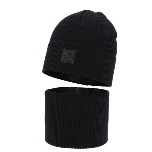 Dreng efterår/forår sæt: hue og halsvarmer, med bomuld, grå, Jonas