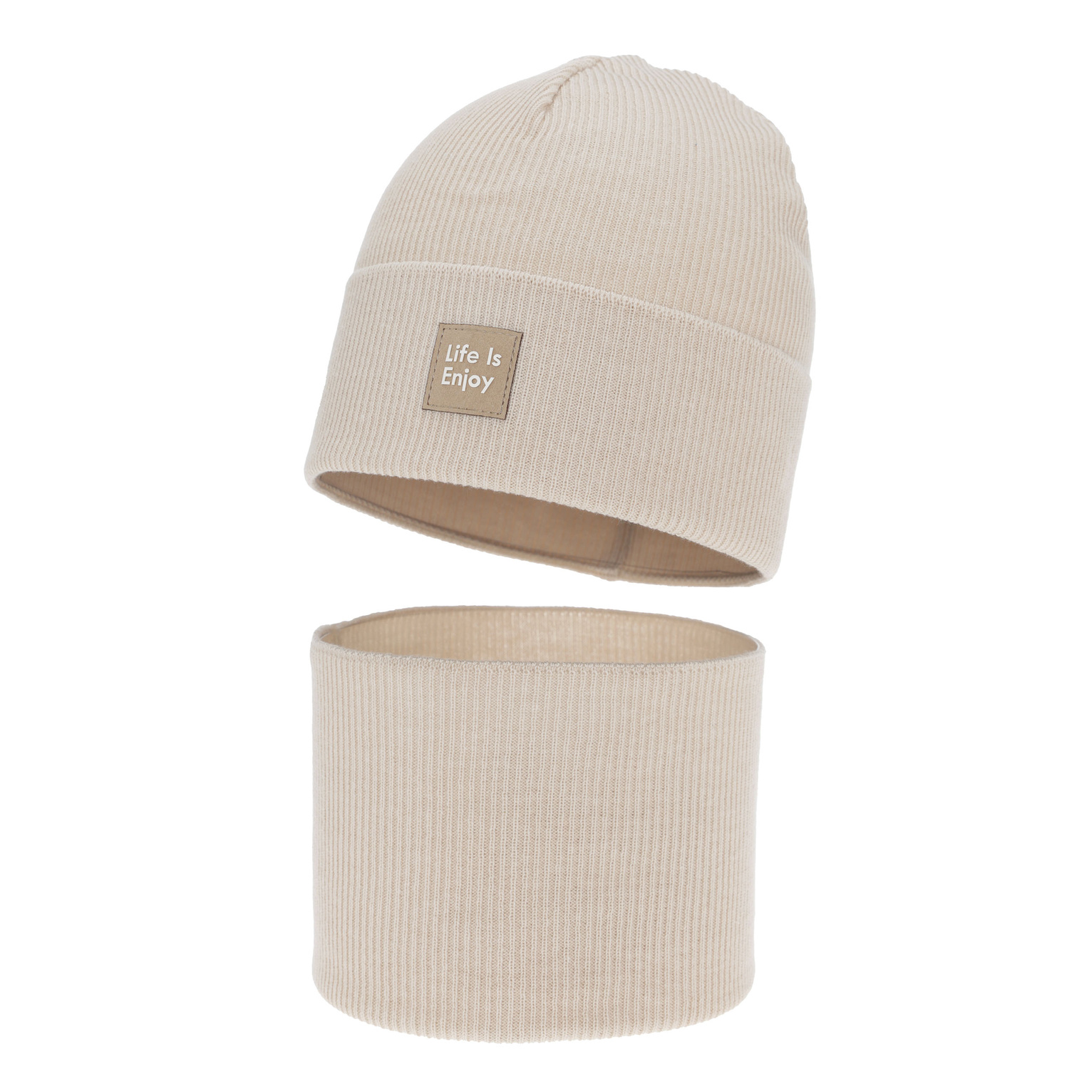 Pige efterår/forår sæt: hue og halsvarmer, med bomuld, beige, Zola