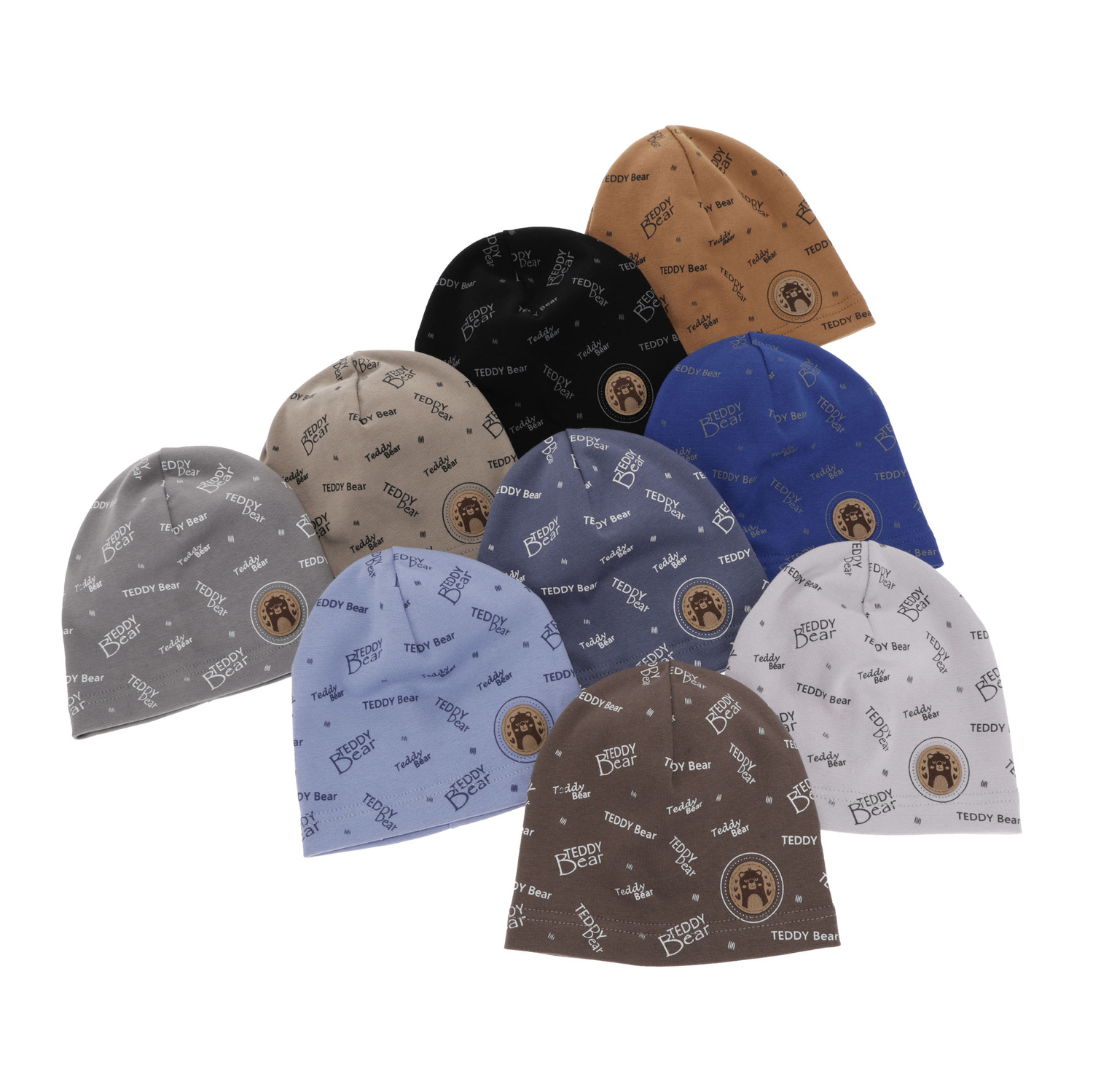 Dreng efterår/forår beret, blå, med patch, med tryk, Tedi