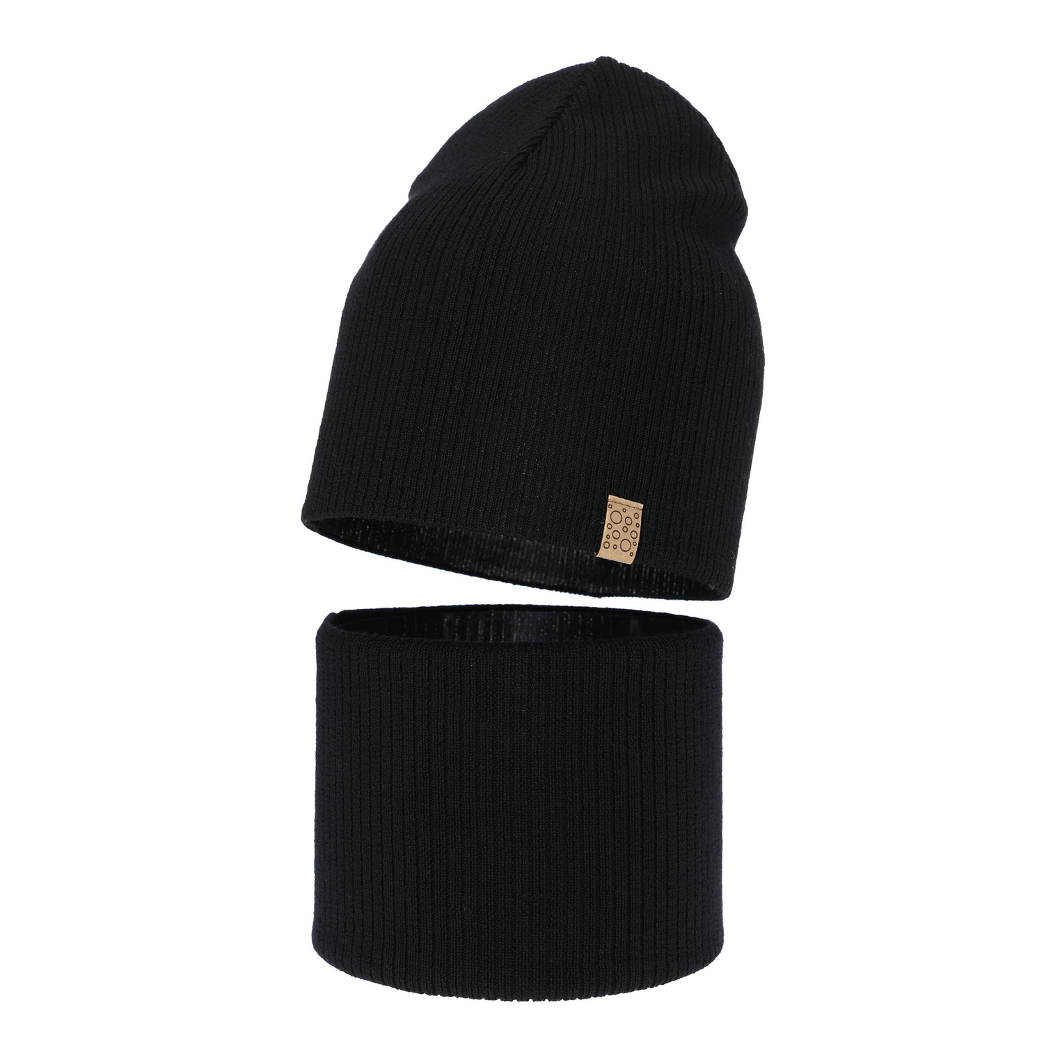 Pige efterår/forår sæt: hue og halsvarmer, hvid, med merinould, Ricona