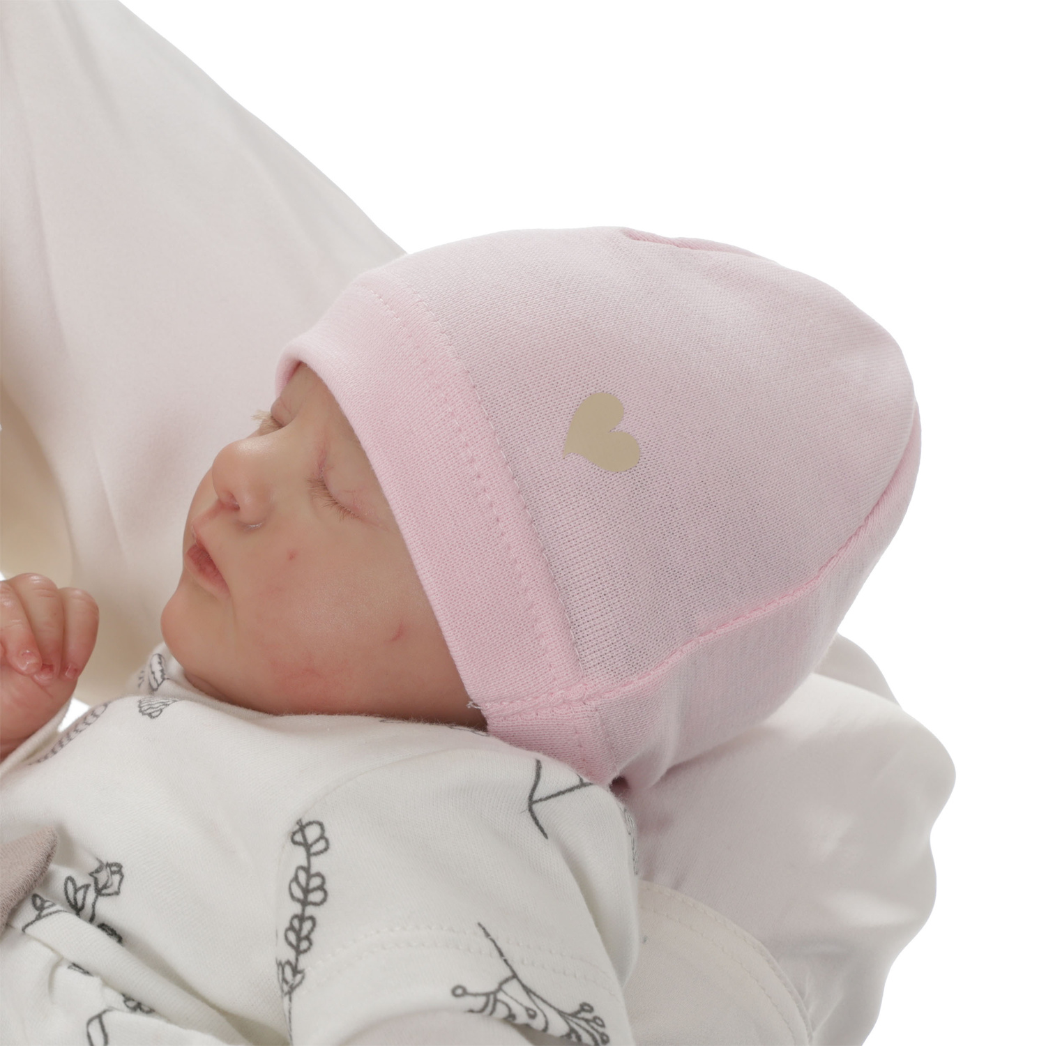 Pige efterår/forår hue, hvid, bomuld, Nestie