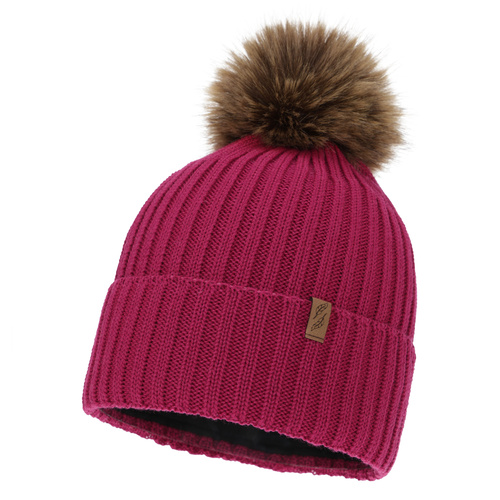 Dame vinterhue, amarantowa, med merinould, Zamira