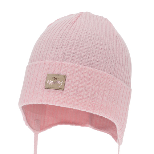 Pige efterår/forår hue, lyserød, med bindebånd, med bomuld, Tindra