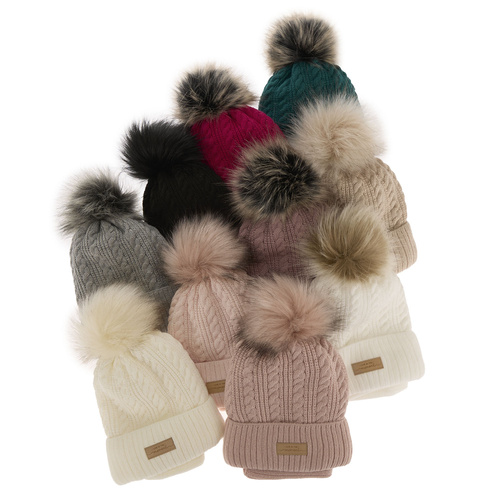 Pige vintersæt: hue og halsrør, pink, med garn pompon, Alika