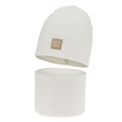 Pige efterår/forår sæt: hue og halsvarmer, med bomuld, kremowy, Zola