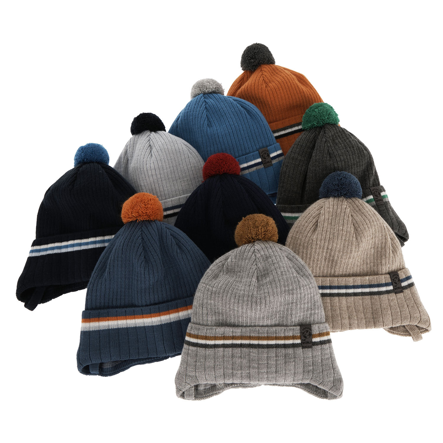 Dreng efterår/forår hue, navy, med bindebånd, med garn pompon, Vesper