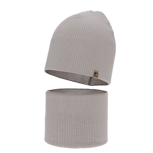 Dreng efterår/forår sæt: hue og halsvarmer, med bomuld, beige, Lucer