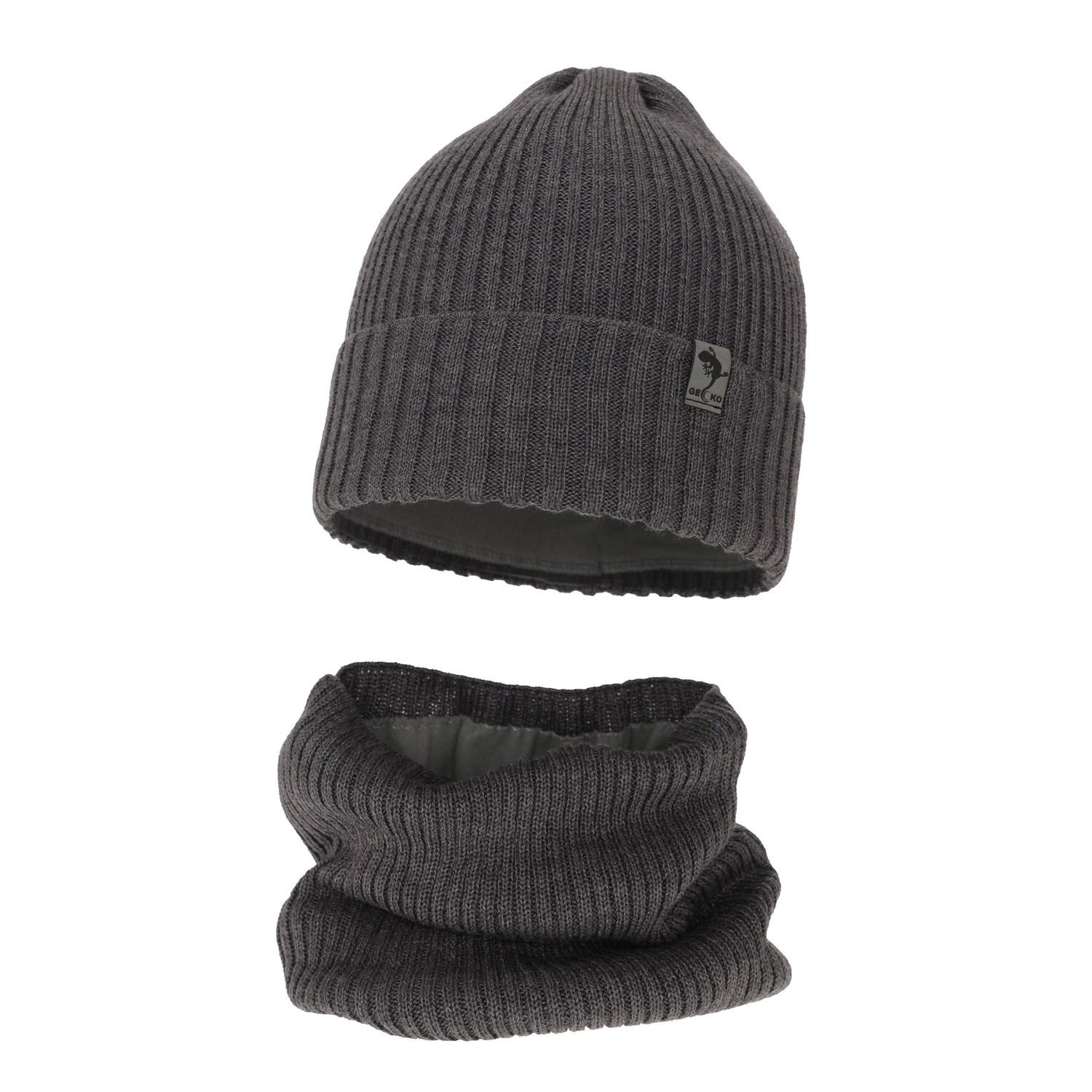 Dreng vintersæt, grå, med merinould, foret med fleece, Gecko