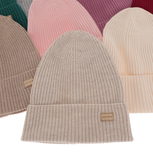 Dame vinterhue, lys pink, med merinould, Sophie